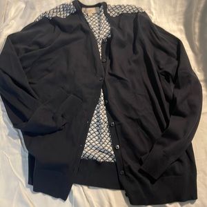 LOFT mixed media cardigan sweater blue